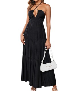 Foto 1 | Foto 1 | Vestido Glenge Para Verano Maxi Playa Bohemio Halter Cuello En V Sin Espalda Para Mujer - Venta Internacional.
