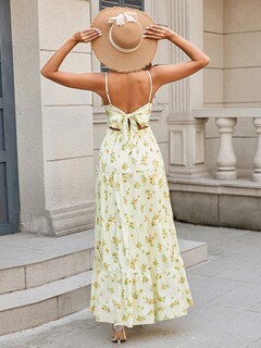 Foto 3 | Foto 3 | Vestido Largo Htzmo Para Mujer Estampado Floral Cuello En V 2025 Amarillo Xl - Venta Internacional.