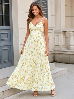 Foto 6 | Foto 6 | Vestido Largo Htzmo Para Mujer Estampado Floral Cuello En V 2025 Amarillo Xl - Venta Internacional.