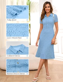 Foto 2 | Foto 2 | Vestido Annebouti Para Mujer Primavera Verano 2025 Manga Corta Azul - Venta Internacional.