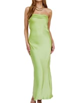 Vestido Largo Realtix De Seda Satinada Sin Espalda Para Mujer - Venta Internacional.