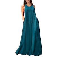 Vestido Largo De Lino Sin Mangas Mingyuezai Con Bolsillos Para Mujer - Venta Internacional.