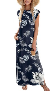 Foto 1 | Foto 1 | Vestido Largo Zeagoo Summer Para Mujer Cruise Con Bolsillos Negros Con Estampado Floral - Venta Internacional.