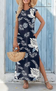 Foto 3 | Foto 3 | Vestido Largo Zeagoo Summer Para Mujer Cruise Con Bolsillos Negros Con Estampado Floral - Venta Internacional.