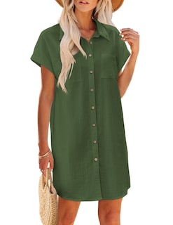 Foto 1 | Foto 1 | Vestido Zeagoo Con Botones Para Mujer Camisa De Algodón Para Verano - Venta Internacional.