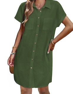 Foto 2 | Foto 2 | Vestido Zeagoo Con Botones Para Mujer Camisa De Algodón Para Verano - Venta Internacional.