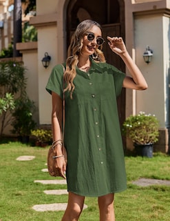 Foto 4 | Foto 4 | Vestido Zeagoo Con Botones Para Mujer Camisa De Algodón Para Verano - Venta Internacional.