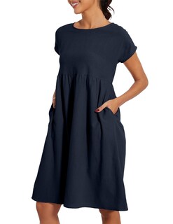 Foto 6 | Foto 6 | Vestido Midi Zhyaj Con Cuello Redondo Y Manga Corta Holgado Túnica De Algodón - Venta Internacional.