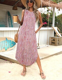 Foto 5 | Foto 5 | Vestido De Verano Zeagoo Floral Tropical Para Mujer Rosa Claro - Venta Internacional.