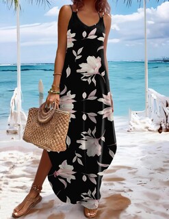 Foto 4 | Foto 4 | Vestido Zeagoo Con Tirantes Finos  Cuello En V  Holgado Y Dividido  Estampado Floral - Venta Internacional.