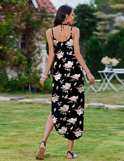 Foto 5 | Foto 5 | Vestido Zeagoo Con Tirantes Finos  Cuello En V  Holgado Y Dividido  Estampado Floral - Venta Internacional.