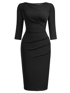 Foto 3 | Foto 3 | Lápiz De Trabajo Delgado Dress Miusol Estilo Retro Con Volantes Mangas 2/3 - Venta Internacional.