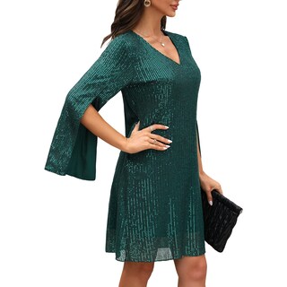 Foto 2 | Foto 2 | Vestido Cooan Para Invitadas A Una Boda Cóctel Y Formal Encaje Y Lentejuelas Para Mujer - Venta Internacional.