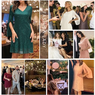Foto 4 | Foto 4 | Vestido Cooan Para Invitadas A Una Boda Cóctel Y Formal Encaje Y Lentejuelas Para Mujer - Venta Internacional.