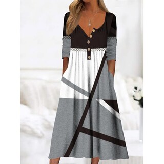 Foto 2 | Foto 2 | Vestido Largo Guteidee Boho Con Botones Florales Para Mujer Negro Algodón - Venta Internacional.
