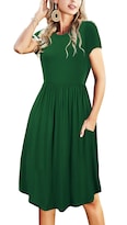 Vestido De Verano Para Mujer  Manga Corta  Bolsillo  Casual  A Media Rodilla  Para Profesor  Verde  Xl - Venta Internacional.