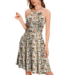 Foto 3 | Foto 3 | Vestido Halter Anyfitting Con Sujetador Incorporado Y Bolsillos En Forma De A Gris Y Naranja - Venta Internacional.