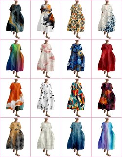 Foto 4 | Foto 4 | Vestido Casual Marsvovo Para Mujer Arte Japonés Naranja Algodón Y Lino - Venta Internacional.