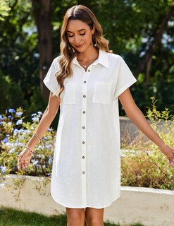 Foto 4 | Foto 4 | Vestido Zeagoo De Algodón De Verano Con Botones Y Cuello En V - Venta Internacional.