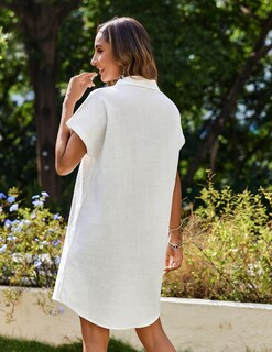 Foto 5 | Foto 5 | Vestido Zeagoo De Algodón De Verano Con Botones Y Cuello En V - Venta Internacional.