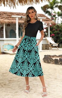 Foto 4 | Foto 4 | Vestido Midi Zeagoo Summer Knit Con Bolsillo Para Mujer Negro Y Azul - Venta Internacional.