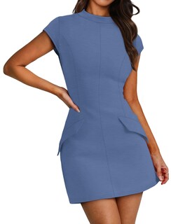 Foto 3 | Foto 3 | Vestido Ofeefan Azul Con Manga Corta Para Mujer 2025 S - Venta Internacional.