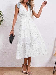 Foto 2 | Foto 2 | Vestido Largo Sin Mangas Con Cuello En V Floral De Verano Para Mujer - Venta Internacional.