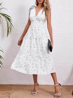 Foto 3 | Foto 3 | Vestido Largo Sin Mangas Con Cuello En V Floral De Verano Para Mujer - Venta Internacional.