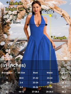 Foto 6 | Foto 6 | Vestido Chiaolezhee Con Cuello En V Profundo Halter Maxi Azul Real Para Mujer - Venta Internacional.