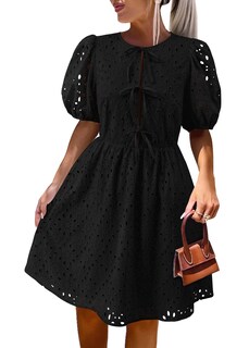 Foto 1 | Foto 1 | Vestido Kirundo Summer 2025 Manga Corta Abullonada Ojales Negro - Venta Internacional.