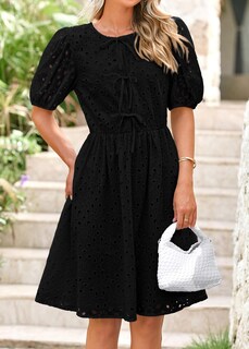 Foto 5 | Foto 5 | Vestido Kirundo Summer 2025 Manga Corta Abullonada Ojales Negro - Venta Internacional.