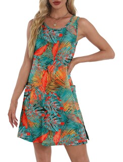 Foto 4 | Foto 4 | Vestido De Verano Bkrive Hawaiian 2025 Holgado Sin Mangas Con Bolsillos - Venta Internacional.