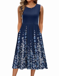 Foto 1 | Foto 1 | Vestido De Verano Zeagoo 2025 Camiseta Sin Mangas Aline Midi Navy - Venta Internacional.