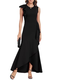 Foto 1 | Foto 1 | Vestido Formal Largo Fqa Para Mujer Vestido De Noche De Cóctel Negro - Venta Internacional.