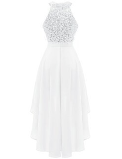 Foto 5 | Foto 5 | Vestido Dressystar Con Lentejuelas Halter Cóctel Baile De Graduación Hi-lo Blanco L - Venta Internacional.