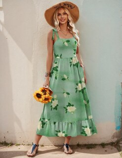 Foto 3 | Foto 3 | Vestido De Verano Zeagoo 2025 Largo Casual Escalonado Con Bolsillos - Venta Internacional.