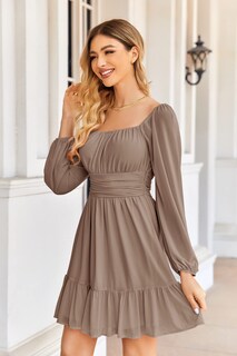 Foto 3 | Foto 3 | Vestido Wenrine Mesh De Manga Larga Con Cuello Cuadrado Para Mujer - Venta Internacional.