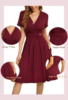 Foto 6 | Foto 6 | Vestido De Verano Weaczzy Estampado Floral Con Cuello En V Y Manga Corta Para Mujer - Venta Internacional.