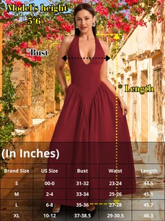 Foto 6 | Foto 6 | Vestido Chiaolezhee Con Cuello En V Profundo Halter Maxi Rojo Burdeos - Venta Internacional.