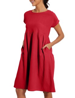 Foto 6 | Foto 6 | Vestido Midi Zhyaj Con Cuello Redondo Y Manga Corta Holgado Túnica De Algodón - Venta Internacional.