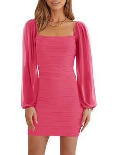 Foto 1 | Foto 1 | Vestido Wenrine De Malla Para Mujer Manga Larga Cuello Cuadrado Sandía - Venta Internacional.