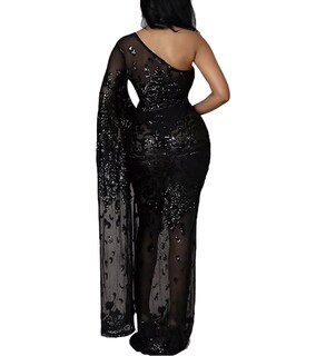 Foto 3 | Foto 3 | Vestido Nagfar Sexy Con Lentejuelas Brillantes Un Solo Hombro Negro Xxl - Venta Internacional.