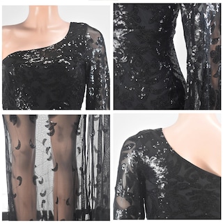 Foto 4 | Foto 4 | Vestido Nagfar Sexy Con Lentejuelas Brillantes Un Solo Hombro Negro Xxl - Venta Internacional.