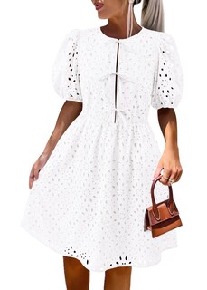 Foto 1 | Foto 1 | Vestido Kirundo Summer 2025 Manga Corta Abullonada Con Ojales Blanco - Venta Internacional.