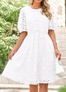 Foto 4 | Foto 4 | Vestido Kirundo Summer 2025 Manga Corta Abullonada Con Ojales Blanco - Venta Internacional.