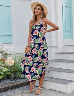 Foto 4 | Foto 4 | Vestido Zeagoo Hawaiian Beach Con Cuello En V Y Bolsillos Para Mujer - Venta Internacional.