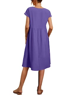 Foto 2 | Foto 2 | Vestido Midi Zhyaj Cuello Redondo Manga Corta Túnica Holgada 2024 - Venta Internacional.