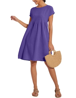 Foto 3 | Foto 3 | Vestido Midi Zhyaj Cuello Redondo Manga Corta Túnica Holgada 2024 - Venta Internacional.