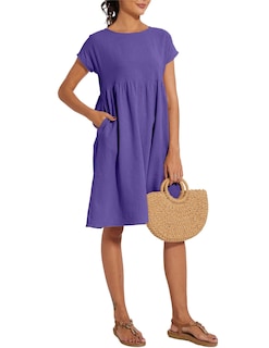 Foto 5 | Foto 5 | Vestido Midi Zhyaj Cuello Redondo Manga Corta Túnica Holgada 2024 - Venta Internacional.