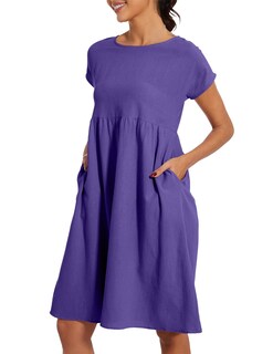 Foto 6 | Foto 6 | Vestido Midi Zhyaj Cuello Redondo Manga Corta Túnica Holgada 2024 - Venta Internacional.